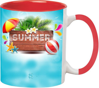 

Ashvah Summer Ceramic Mug(350 ml), Red