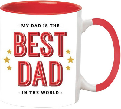 

Ashvah Best Dad In The World Ceramic Mug(350 ml), Red