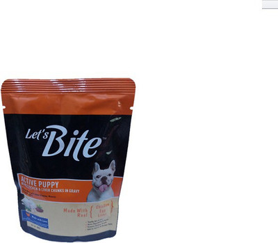 

Drools Let's Bite Active Puppy Gravy with Real chicken & Liver Chunks By Pawsitively Pet Care - 80 GM ( Pack of 12) Chicken, Liver 900 g Wet Dog Food(Pack of 12)