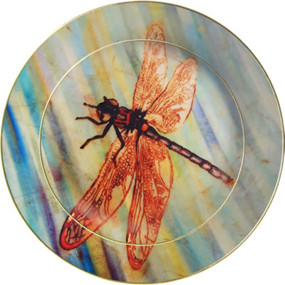 

fabulloso Leaf Designs Multicolor Dragonfly Ceramic Dinner Plate Dinner Plates