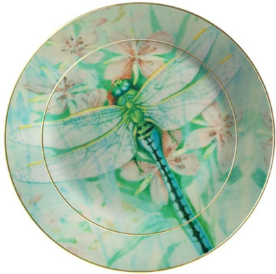 

fabulloso Leaf Designs Green Dragonfly Ceramic Dinner Plate Dinner Plates