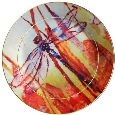 

fabulloso Leaf Designs Brown Dragonfly Ceramic Dinner Plate Dinner Plates