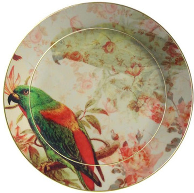 

fabulloso Leaf Designs Green Parrot Ceramic Quarter Plate Small Plates
