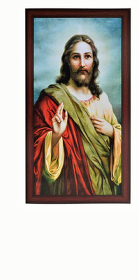 

Sparkle Print Photo Of Jesus Christ In Brown Wooden Frame Fine Art Print(22 inch X 12 inch, Framed)