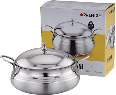 

Premium Platina Biriyani Pot with Steel Lid, 1.25 Litre-Stainless Steel Pot 1 L with Lid(Stainless Steel)