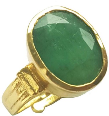 RS JEWELLERS RS JEWELLERS Gemstones 5.38-6.40 Ratti Natural Certified EMERALD panna Gemstone Panchdhatu Ring ,Pukhraj Birthstone Astrology Ring Metal Emerald Gold Plated Ring