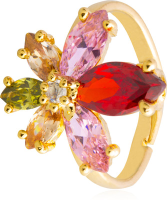 Shining Jewel Eternal Valentine Brass Cubic Zirconia Gold Plated Ring
