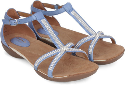 

Clarks Women Blue Leather Flats