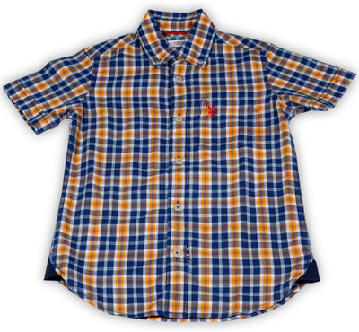 

Us Polo Kids Boys Checkered Casual Yellow, Blue Shirt, Med. yellow