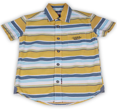 

US Polo Kids Boys Striped Casual Yellow Shirt, Me. yellow