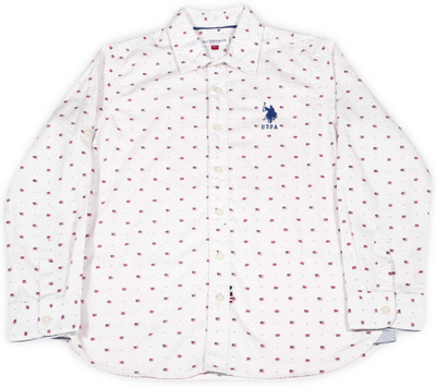 

Us Polo Kids Boys Printed Casual White Shirt, Ivory