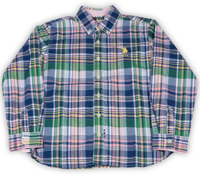 

Us Polo Kids Boys Checkered Casual Multicolor Shirt, Me. blue