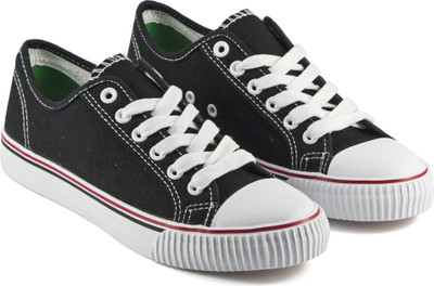 

DeVEE Always In Fashion Lace-up Black Canvas Shoes For Women(Black