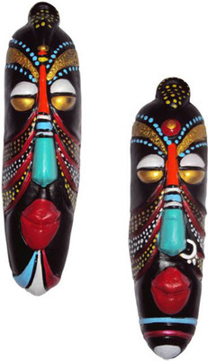 

Rasoh village hand artz terracotta colorful decorative hawaian masks Decorative Showpiece - 28 cm(Terracotta, Multicolor)