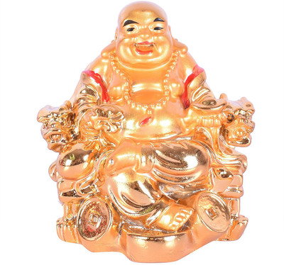 

Vyne vastu / fengshui buddha on chair for wealth health happiness Decorative Showpiece - 10 cm(Polyresin, Gold)