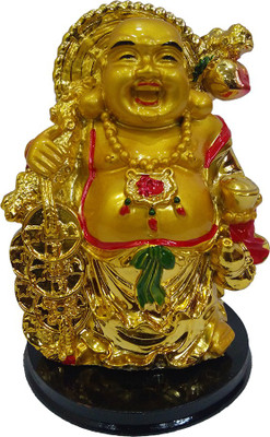 

FABZONE Gold Plated Fengshui Lord Laughing Buddha Statue God Good Luck Charm Sculputer Handicraft Idol Diwali Decorative Spiritual Puja Vastu Showpiece Figurine - Religious Pooja Gift Item & Murti for Mandir / Temple / Home / Office Decorative Showpiece -