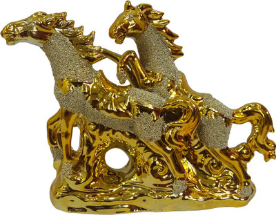 

FABZONE Gold Plated Fengshui Horse Victory Home room décor Statue Diwali Decorative Showpiece Figurine Decorative Showpiece - 17 cm(Ceramic, Gold)