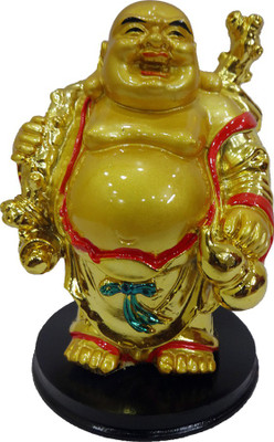 

FABZONE Gold Plated Fengshui Lord Laughing Buddha Statue God Good Luck Charm Sculputer Handicraft Idol Diwali Decorative Spiritual Puja Vastu Showpiece Figurine - Religious Pooja Gift Item & Murti for Mandir / Temple / Home / Office Decorative Showpiece -