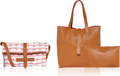 

Kleio Women Casual Tan, Pink Canvas, PU Tote, Pink;tan
