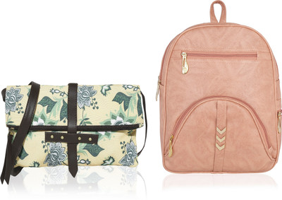 

Kleio Women Casual Yellow, Pink Canvas, PU Sling Bag, Pink;yellow