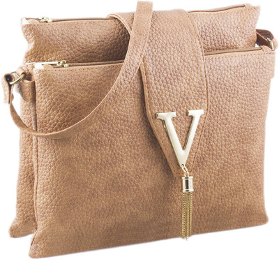 Voaka Women Casual Tan PU Sling Bag