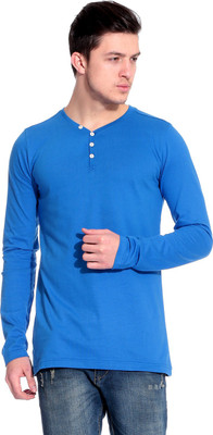 

Lemon & Vodka Solid Men's Henley Blue T-Shirt