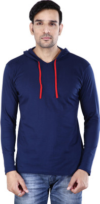 BASE 41 Solid Men Hooded Red T-Shirt