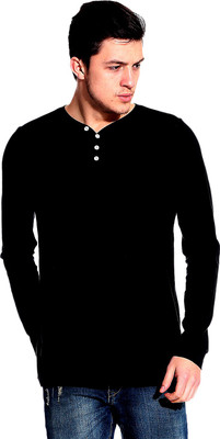 

Lemon & Vodka Solid Men's Henley Black T-Shirt