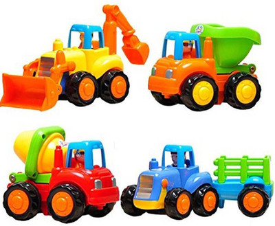 

VShine Unbreakable Construction Vehicle Set of 4 - Friction Powered - Tractor , JCB , Mixer , Dumper(Multicolor)