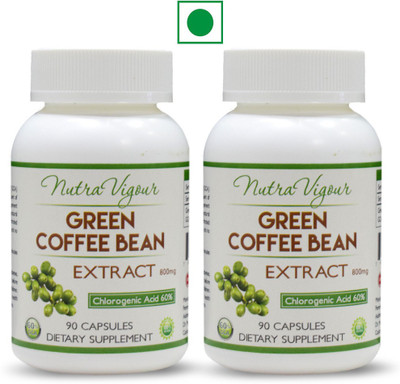 

Perennial Lifesciences NutraVigour Green Coffee Bean Extract 60% GCA 100% Natural 90 VEG Capsules 800mg (Pack of 2) Weight management(90 No)