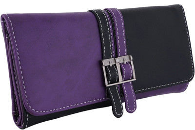 

Fristo Women Purple, Black Artificial Leather Wallet(6 Card Slots), Purple and black