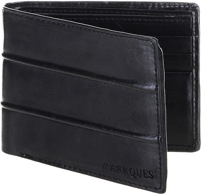 

MarkQues Men Black Artificial Leather Wallet(9 Card Slots), Black-01