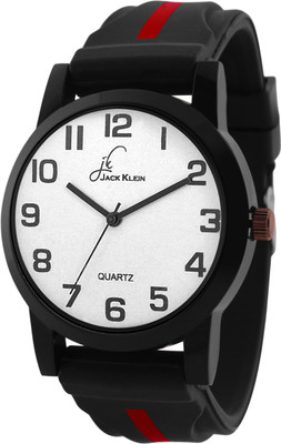 

Jack Klein Round White Dial Black Silicone Strap Watch - For Boys