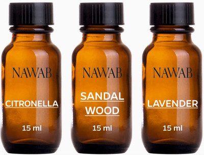 

NAWAB essential aroma Diffuser oil(Citronella,Sandalwood,Lavender-15ml each) Aroma Oil(45 ml)