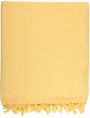 F-Cross Solid Single Top Sheet for  AC Room(Cotton, Yellow)