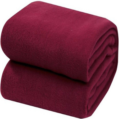 VELLORA Solid Single Fleece Blanket for  AC Room(Polyester, Maroon)