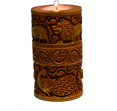 

eCraftIndia Wooden 3 - Cup Tealight Holder Set(Blue, Gold, Pack of 3)