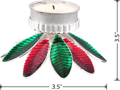 

The Divine Luxury T-Lights Red-Green Inverted Leaf Silver Plated 1 - Cup Tealight Holder(Multicolor, Pack of 1)
