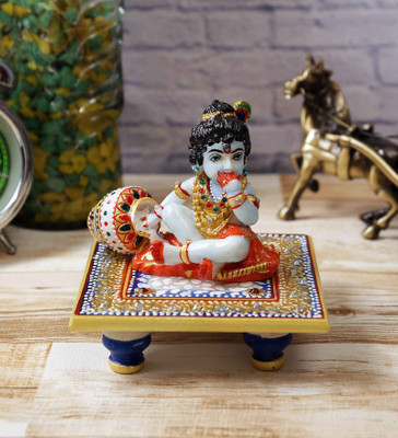 

eCraftIndia Laddu Gopal on Blue Marble Pooja Chowki(Red, Gold, Blue, Pack of 1)