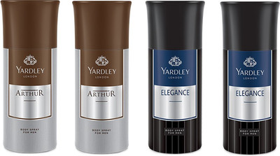

Yardley 2 Arthur and 2 Elegance Deo Combo Pack of 4 Deodorant Spray - For Men(150 ml, Pack of 4)