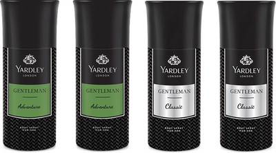 

Yardley 2 Adventure and 2 Gentlemen Deo Combo Pack of 4 Deodorant Spray - For Men(150 ml, Pack of 4)