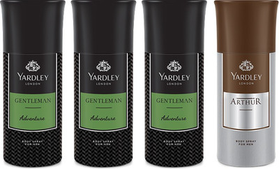 

Yardley 3 Adventure and 1 Arthur Deo Combo Pack of 4 Deodorant Spray - For Men(150 ml, Pack of 4)
