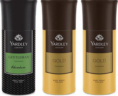 

Yardley 1 Adventure and 2 Gold Deo Combo Pack of 3 Deodorant Spray - For Men(150 ml, Pack of 3)