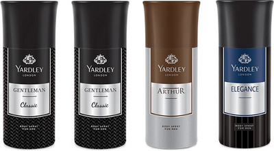 

Yardley 2 Gentlemen and 1 Arthur and 1 Elegance Deo Combo Pack of 4 Deodorant Spray - For Men(150 ml, Pack of 4)