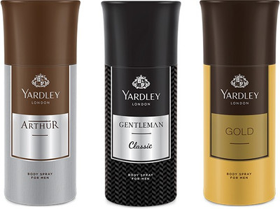 

Yardley 1 Arthur and 1 Gentlemen and 1 Gold Deo Combo Pack of 3 Deodorant Spray - For Men(150 ml, Pack of 3)