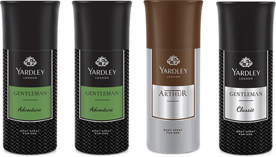 

Yardley 2 Adventure and 1 Arthur and 1 Gentlemen Deo Combo Pack of 4 Deodorant Spray - For Men(150 ml, Pack of 4)