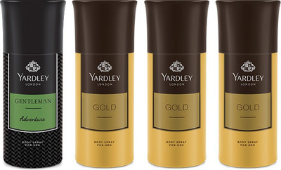 

Yardley 1 Adventure and 3 Gold Deo Combo Pack of 4 Deodorant Spray - For Men(150 ml, Pack of 4)