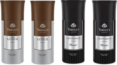 Yardley 2 Arthur and 2 Gentlemen Deo Combo Pack of 4 Deodorant Spray - For Men(150 ml, Pack of 4)