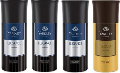 

Yardley 3 Elegance and 1 Gold Deo Combo Pack of 4 Deodorant Spray - For Men(150 ml, Pack of 4)