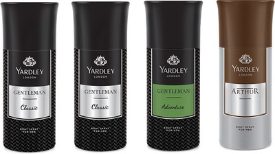 

Yardley 2 Gentlemen and 1 Adventure and 1 Arthur Deo Combo Pack of 4 Deodorant Spray - For Men(150 ml, Pack of 4)